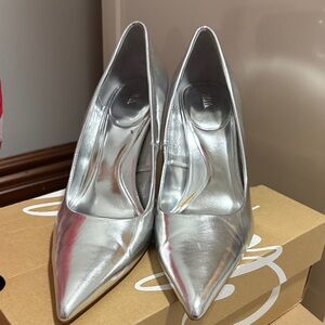 Zara Metallic Silver Heels